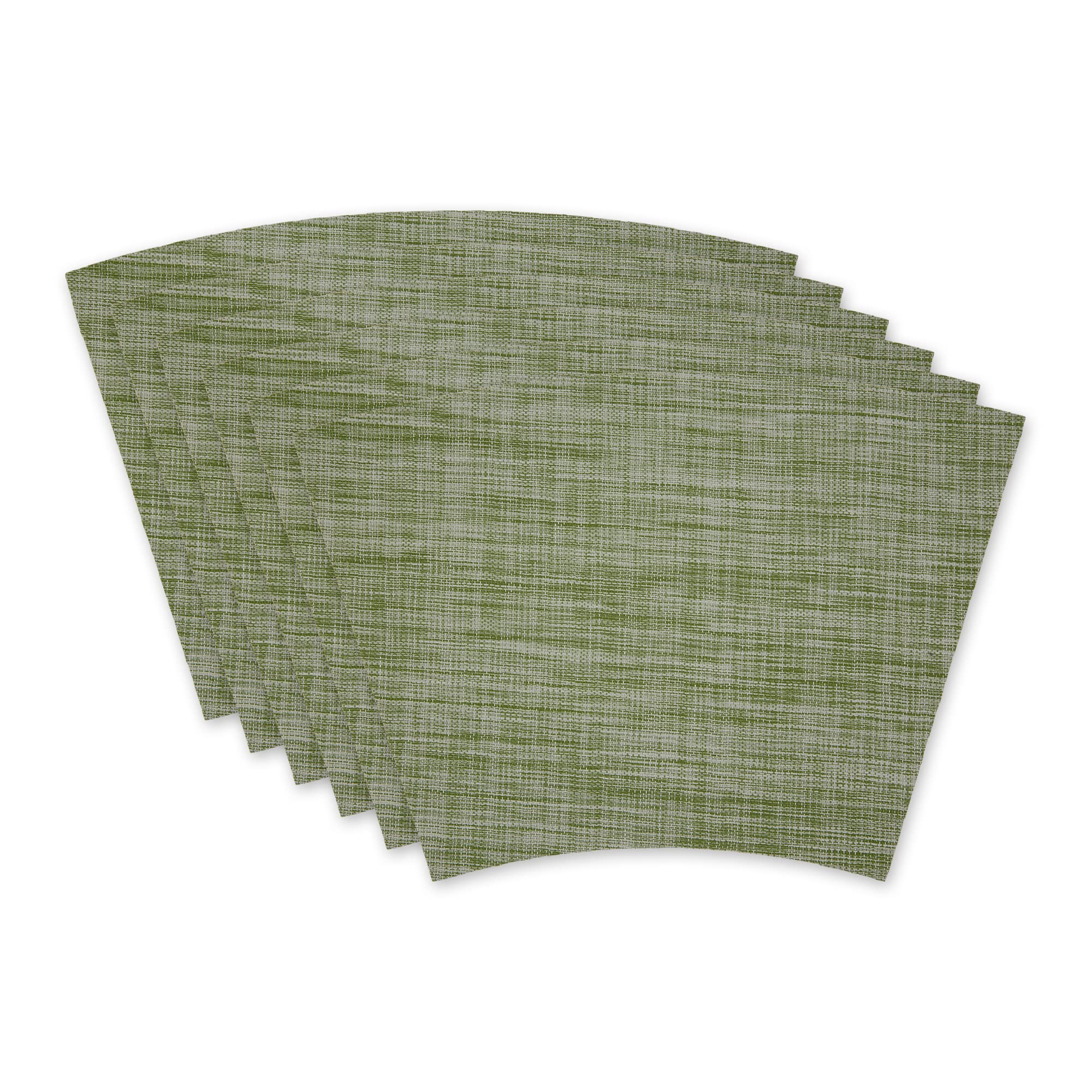DII Conjunto de jogo americano de mesa de PVC, curvado, 33 x 20, verde figo, 6 peças