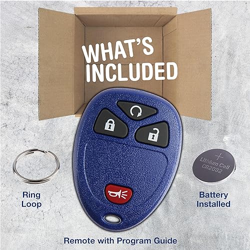 Miniatura 2 de KeylessOption - Llavero para control remoto de repuesto, de 4 botones, para acceso sin llave, Azul