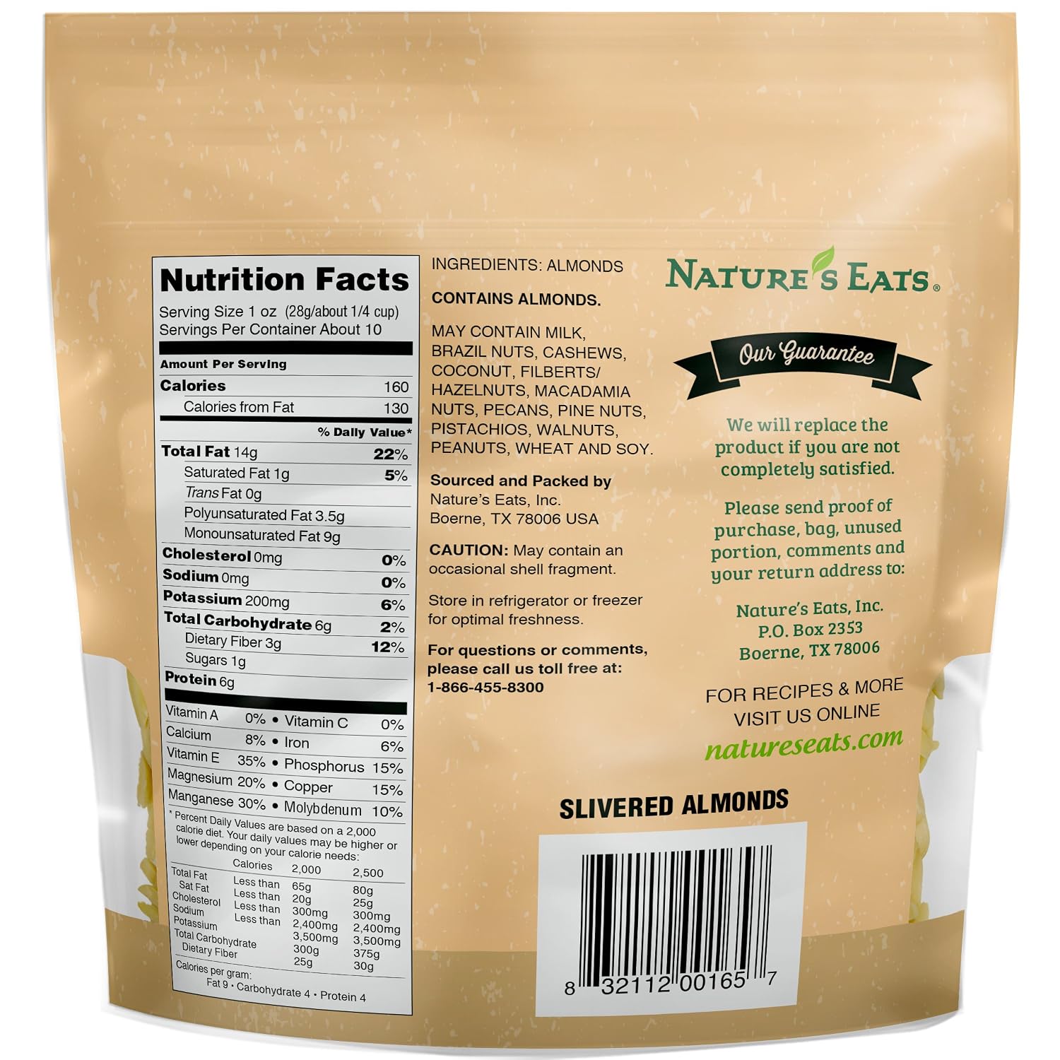 Nature's Eats Blanched Slivered Almonds, Natural, 10 Ounce (Pack of 2) image 2