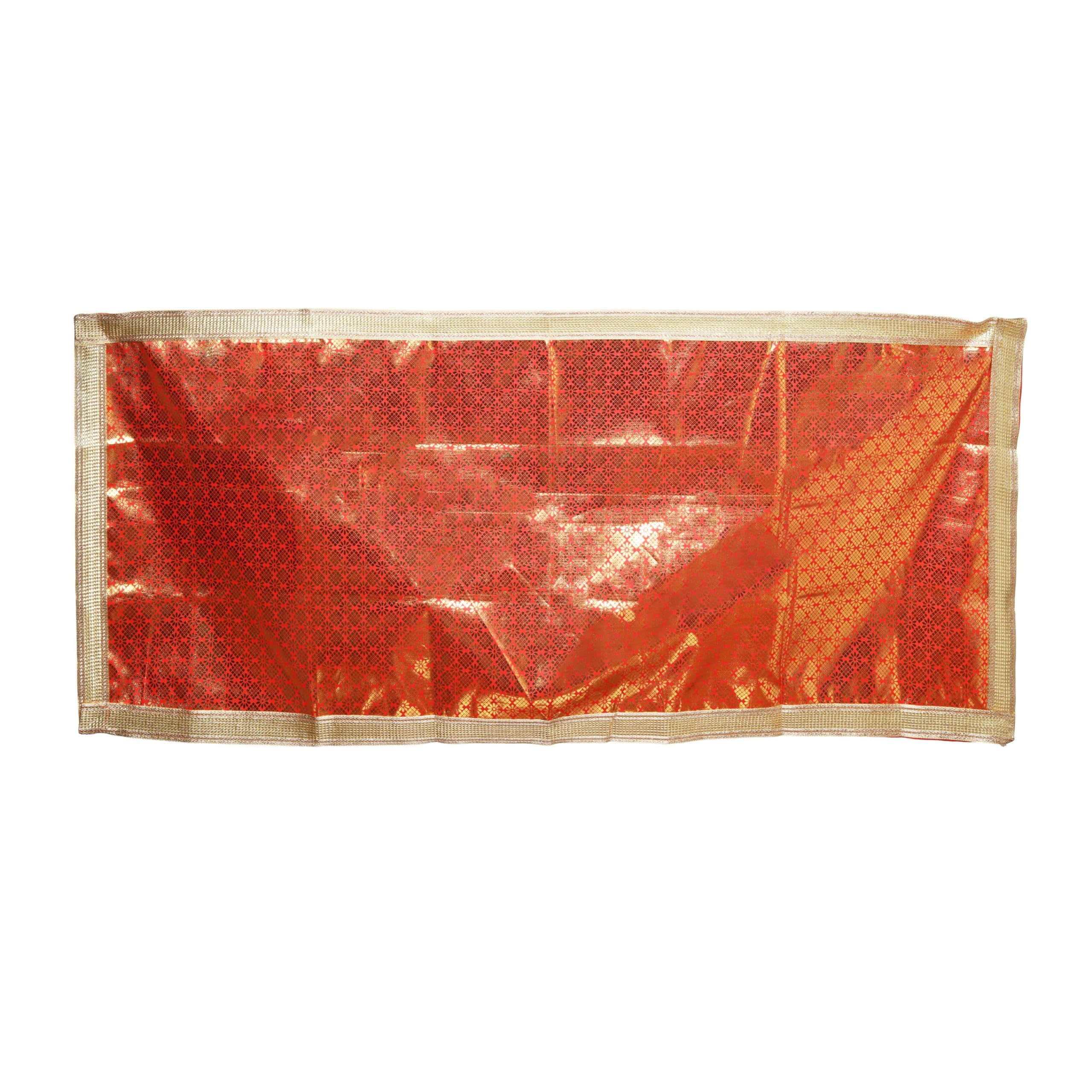 Decorative Cloth Pooja Asaan Mat Large Puja Indian Traditional Cultural Navratri Festival Decoration for Backdrop Statue Chowki Aasan Mat Posters Frame Home Decor Items(Size:- 36 Inch x 36 Inch)(Red) - Image 3