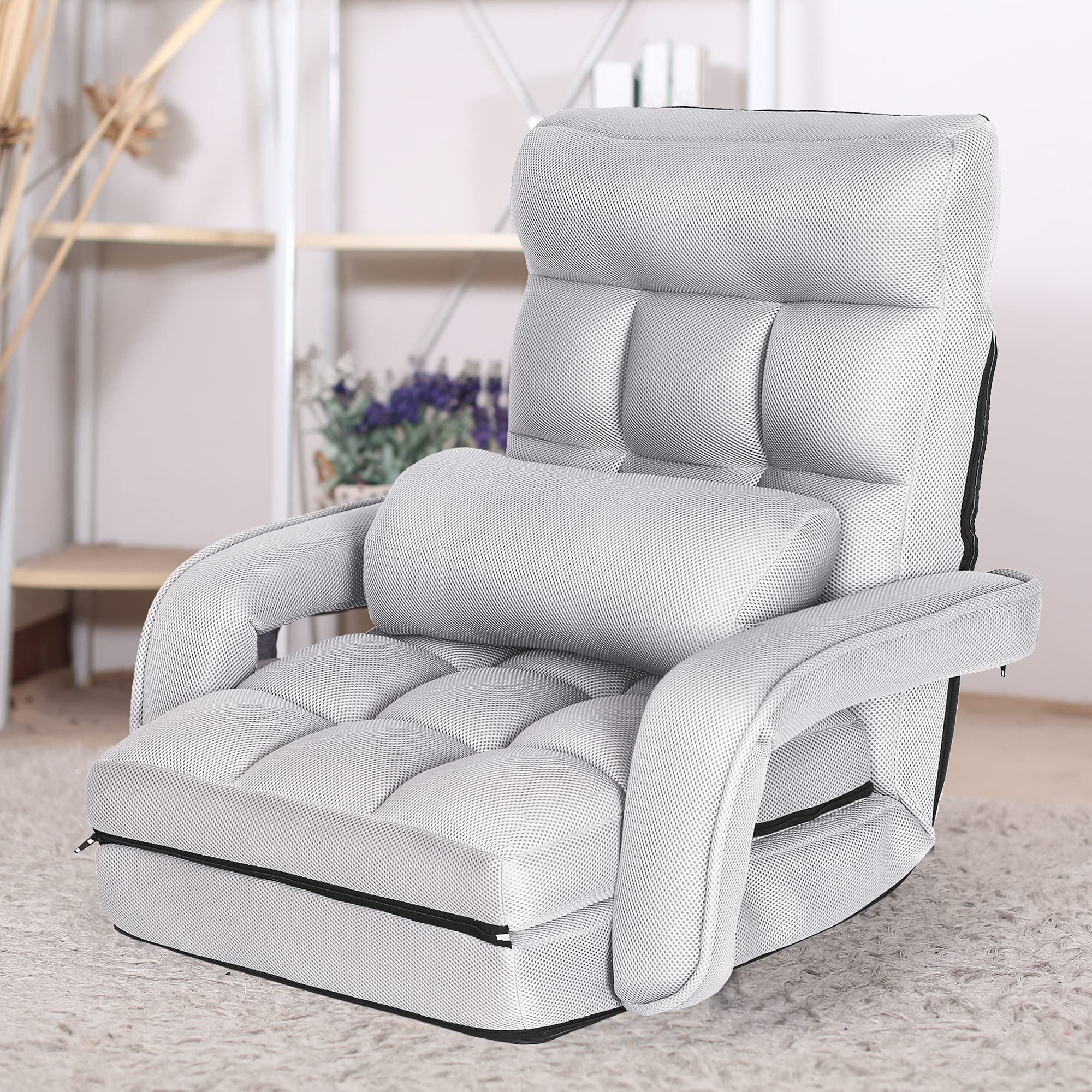 WAYTRIM Summer Indoor Chaise Lounge Sofa, Folding Lazy Sofa Floor Chair