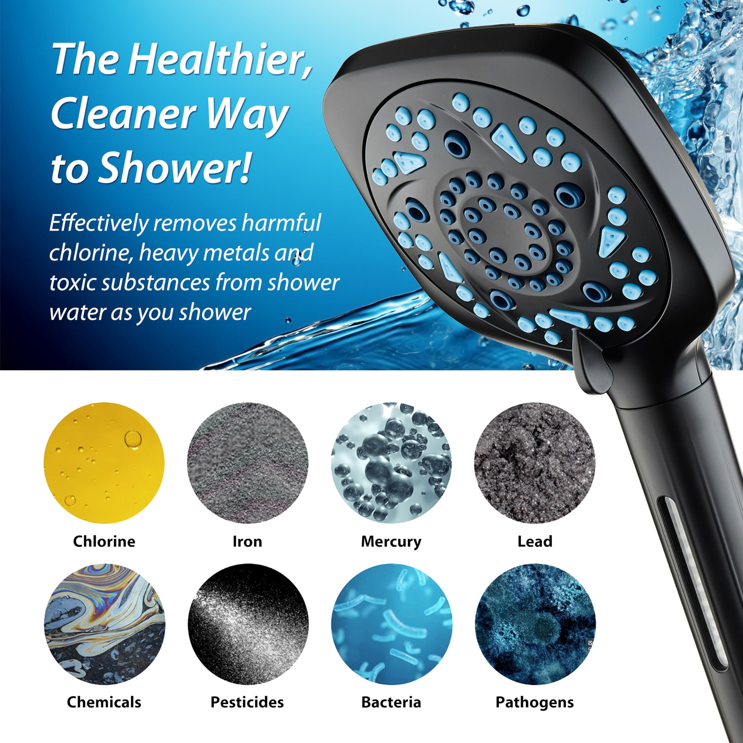 AquaCare High Pressure 10 Spray Mode Filtered Showerhead
