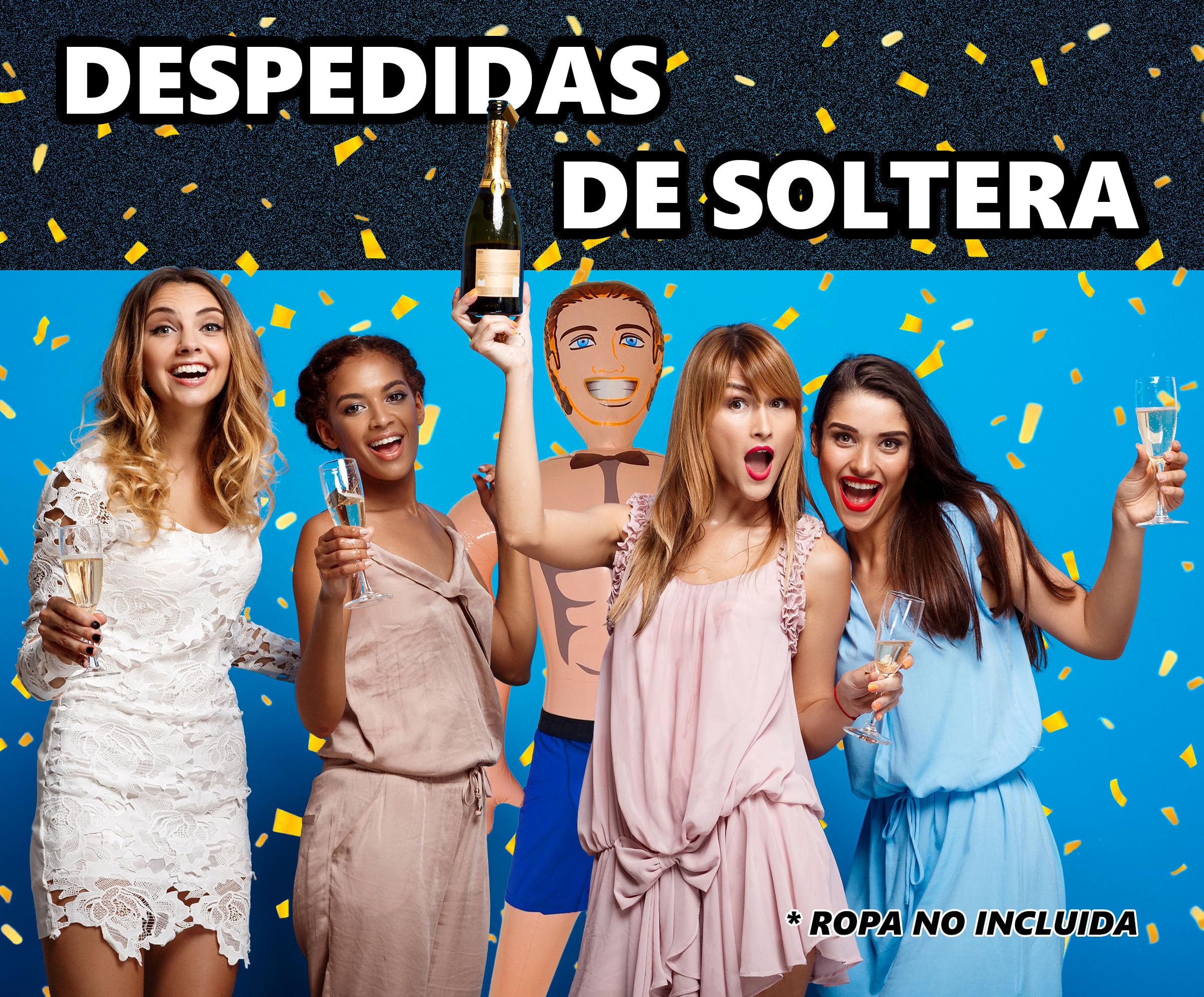 Muñeco Hinchable Hombre para Fiestas, Photocall Bodas y Despedidas de Soltera. 150 cm