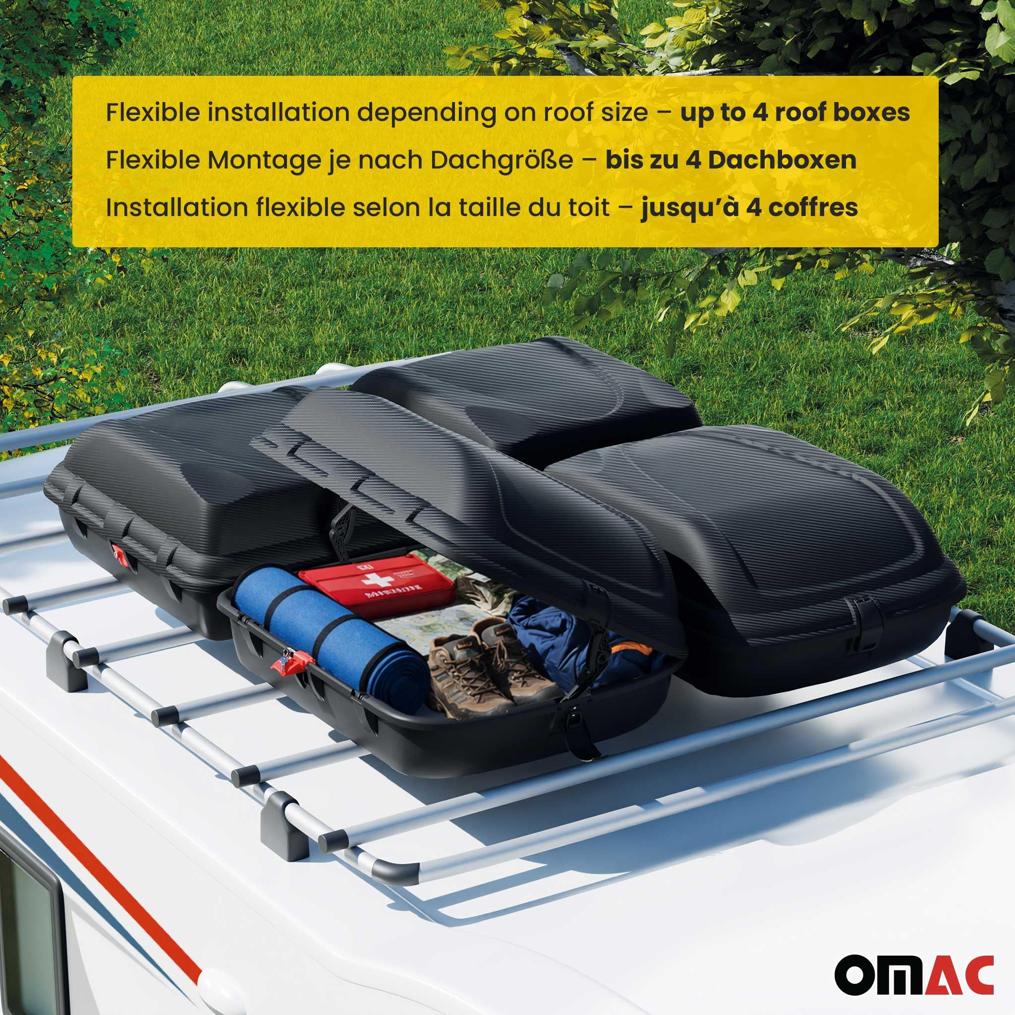 OMAC Cofre de techo para – Certificado TÜV – Sistema frontal de aluminio con cerradura – Capacidad de carga de 55 kg – 270L