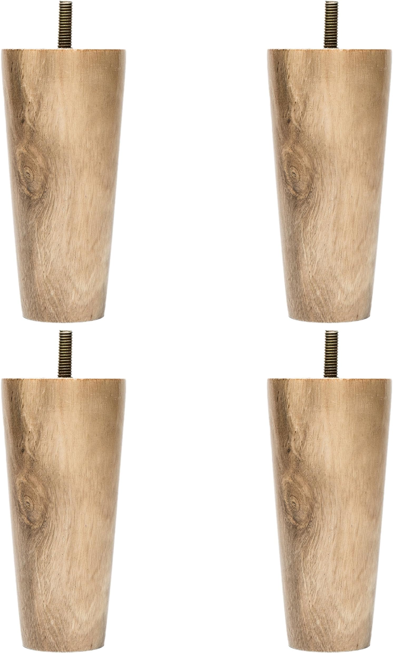 Duckmole Sofa Legs Set of 4, Round 4" Inch Replacement Solid Wood Furniture Leg Extenders for Sofa, Couch and Chair (Nude)