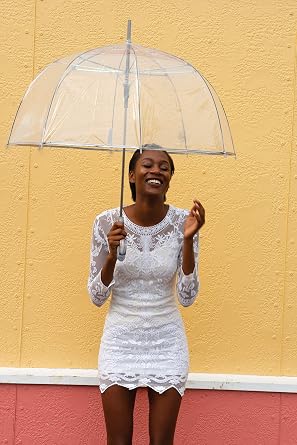 ShedRain Scalloped Clear Dome Umbrella, Auto Open, See-Through