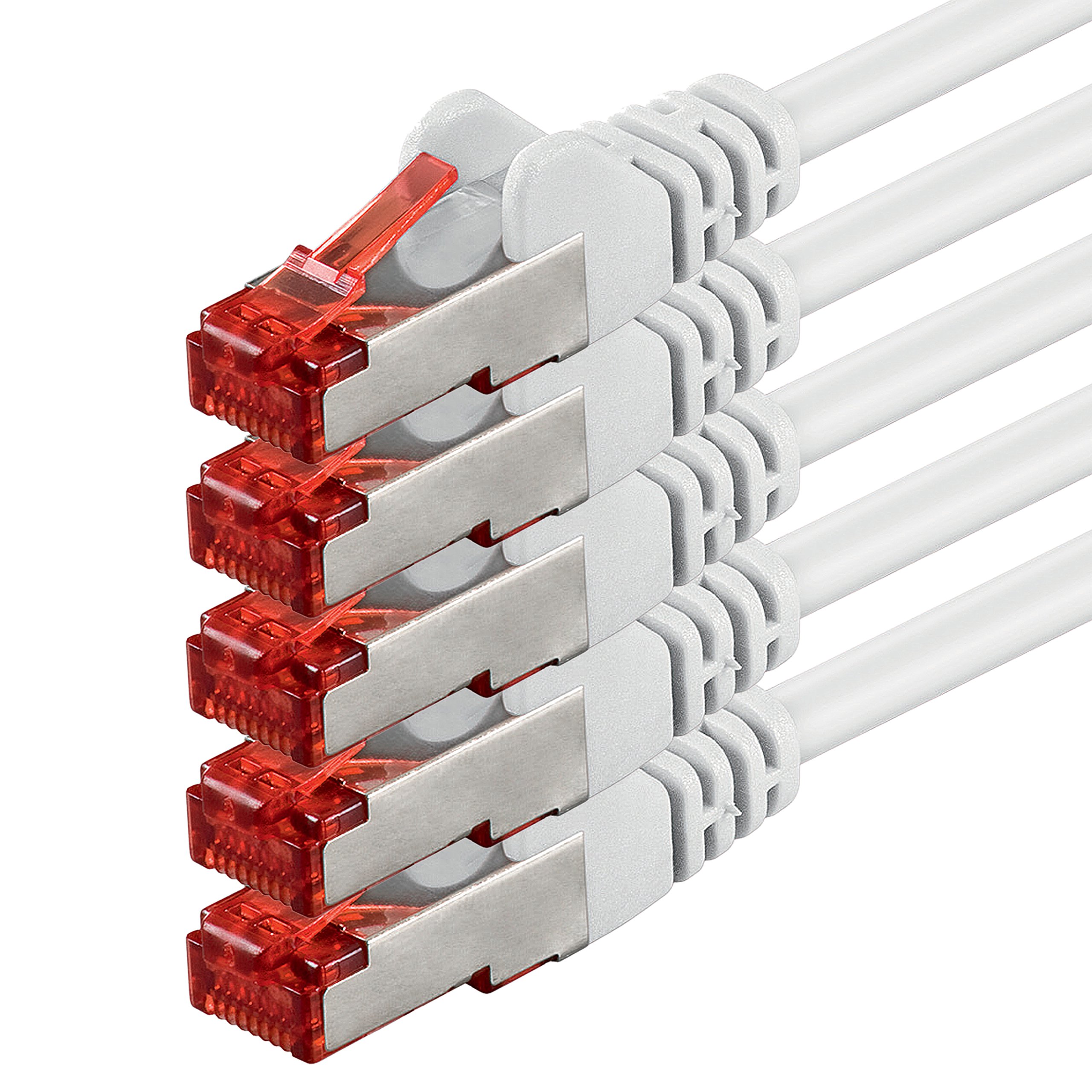 1aTTack.de 5x 1m - Cat 6 Netzwerk-Kabel Patch-Kabel Cat6 RJ45 SFTP - Weiß