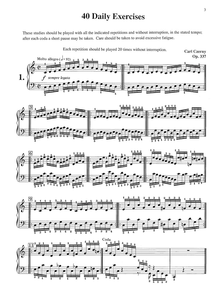 Czerny - 40 Exercises, Op. 337 (Alfred Masterwork Edition