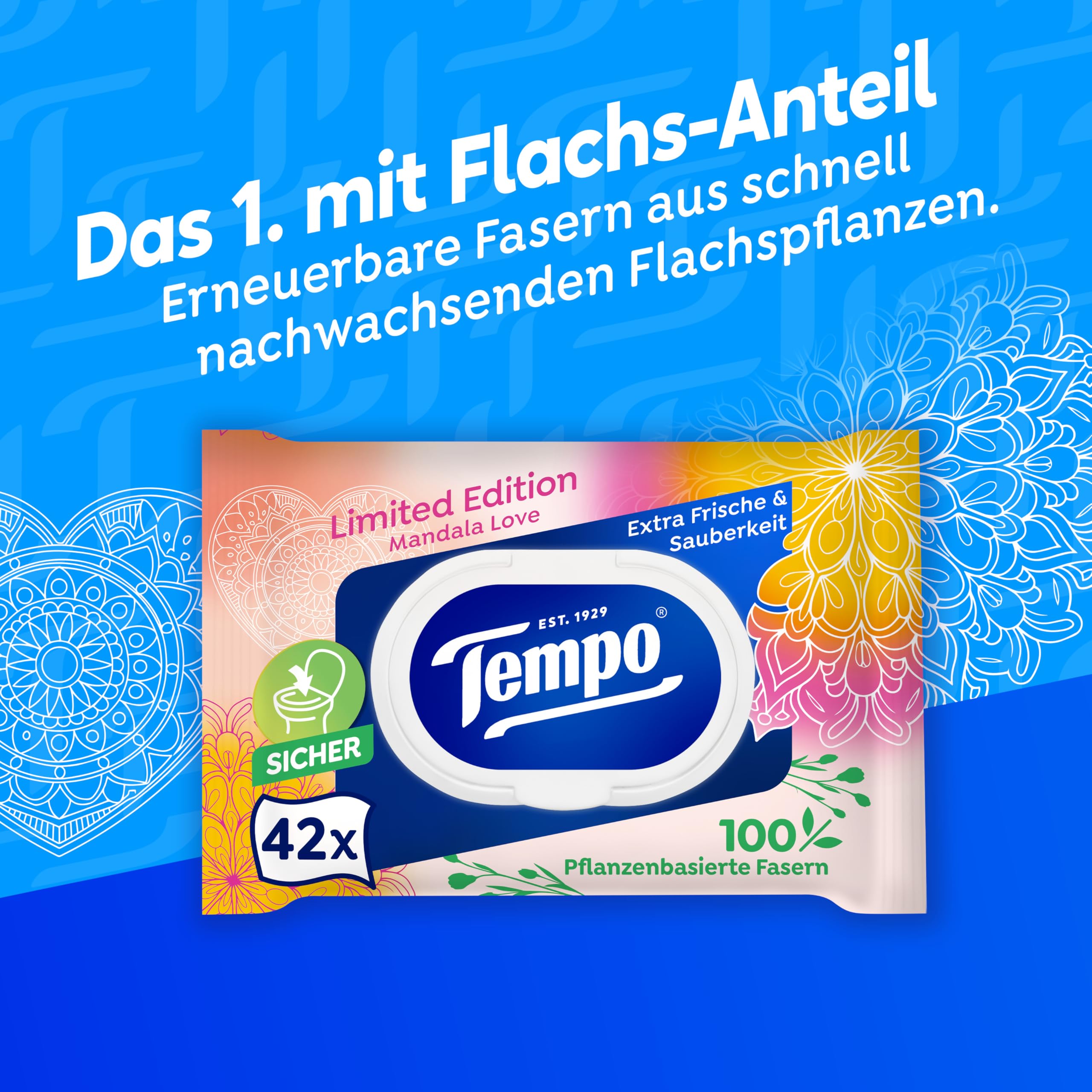 Tempo Feuchtes Toilettenpapier Mein Verwöhnmoment Limited Edition - wechselnde Designs, Ohne Farbstoffe, Wiederverschließbar, Vorteilspack, 16 x 42 Feuchttücher
