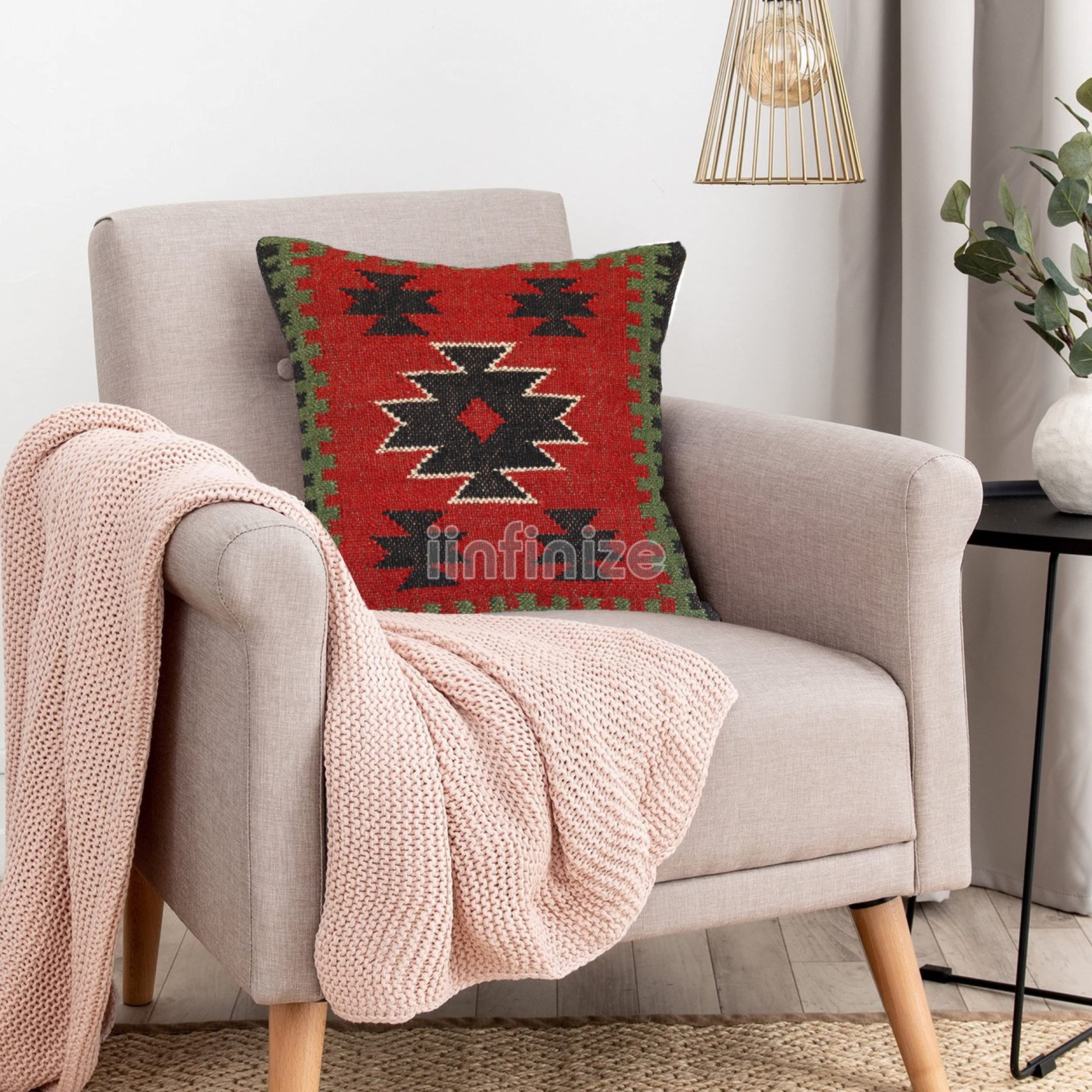 Housse de coussin en jute vintage 45,7 cm | Coussin décoratif carré tressé main