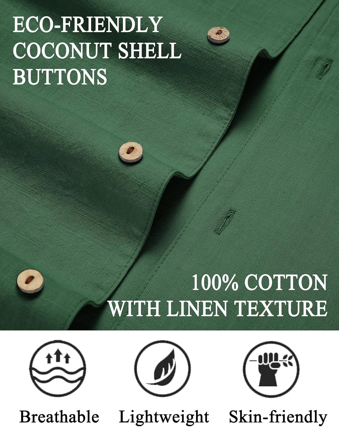 COOFANDY Mens Casual Cotton Linen Shirt Short Sleeve Button Up Shirts Summer Beach Top - Image 2