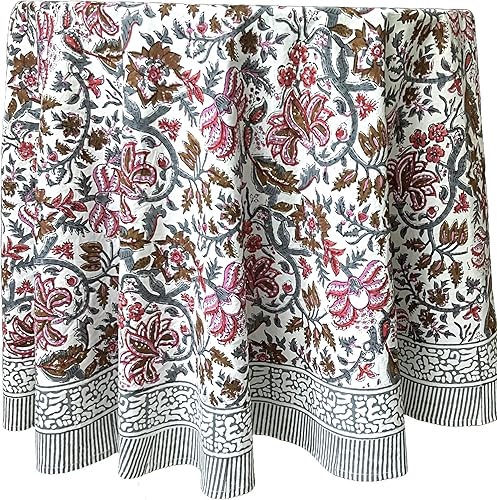 Miniatura 111 de ATOSII Amalfi - Mantel rectangular de otoño 100% algodón, bohemio, estampado a mano, para cocina, mesa de comedor, lino, decoración de otoño