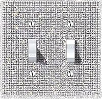 Vista 17 de Cubierta de interruptor de luz con diamantes de imitación plateados brillantes, cubierta de placa de pared con destellos de cristal plateado