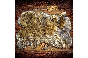 Coyote Pelt Shaggy Faux Fur Throw Rug
