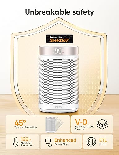 Miniatura 6 de Dreo Calentadores de espacio para uso en interiores, calentador portátil con termostato, temporizador de 1 a 12 horas, modo ecológico y modo de