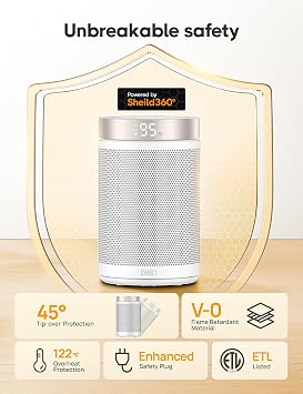 DREO Space Heater, Portable Electric Heaters for Indoor Use with Thermostat and Remote, 2024 Upgraded, Digital Display, 12H Timer, 5 Mode, 1500W PTC Ceramic Fast Safety Heat for Office Bedroom Home