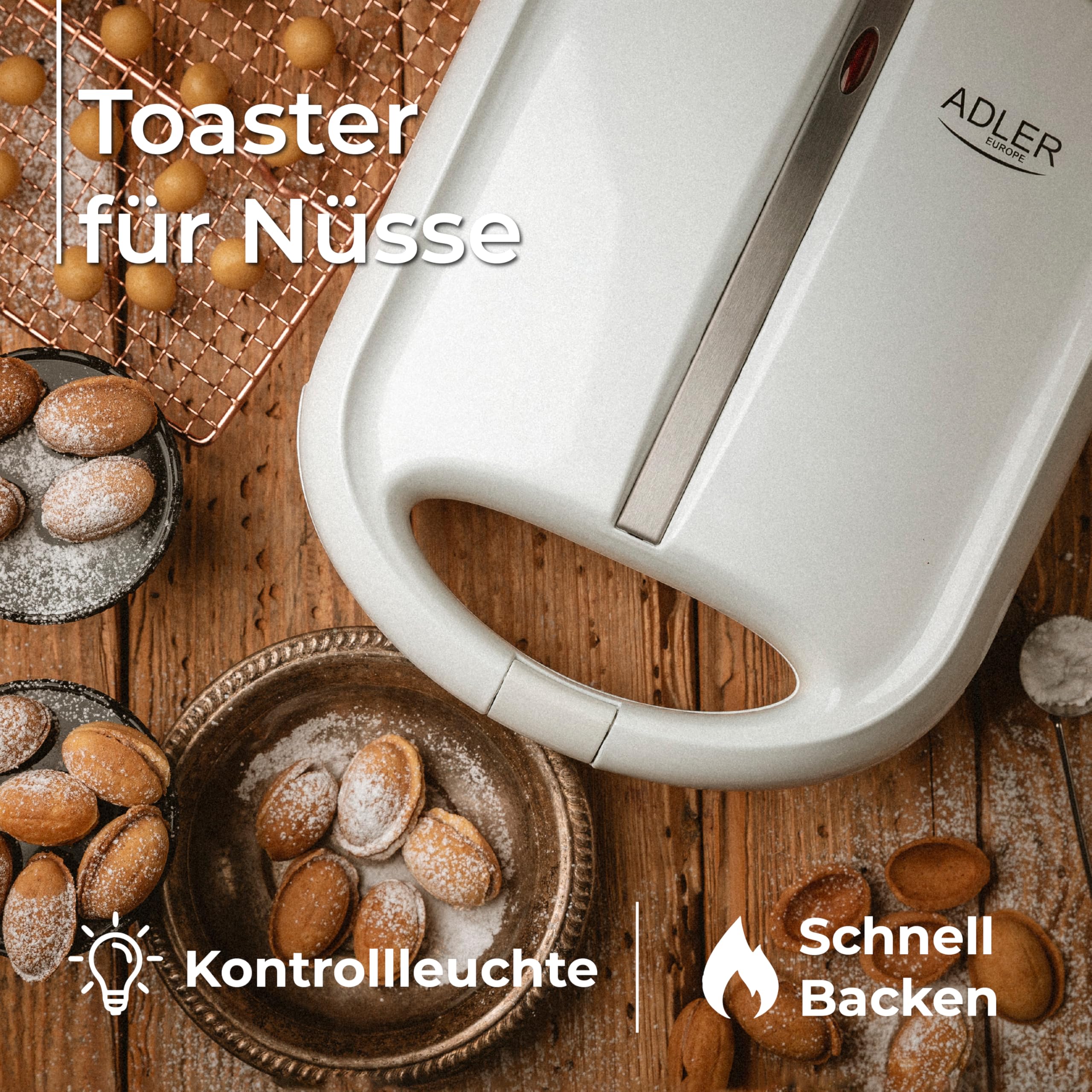 Adler AD 3039 Toaster für Nüsse Erdnüsse Haselnüsse Keksen XL 24 Plätze Max. 1600W