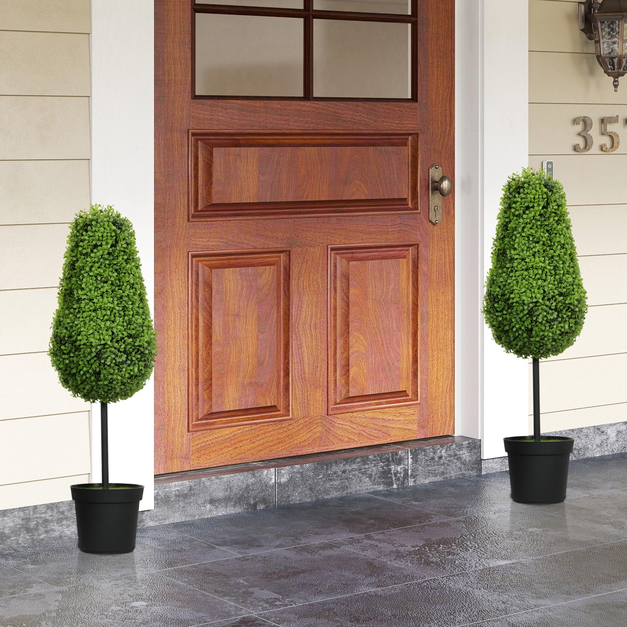 HOMCOM 2er Set Künstliche Buchsbaum 90cm Kunstpflanze in Tränenform