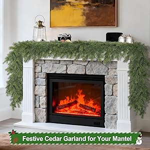 Artgar 6 Ft Realistic Christmas Cedar Garland, Thick Faux Green Garland, Real Touch Artificial Greenery Pine Garlands for Home Table Mantle Stairs Railing Window Outdoor Holiday Xmas Decor