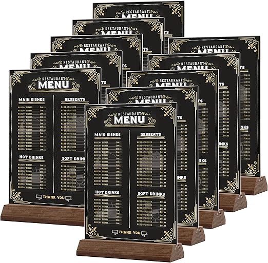 Srvnpioy A5 Acrylic Sign Holders (10 Pack) A5 Wooden Base Table Stands ...