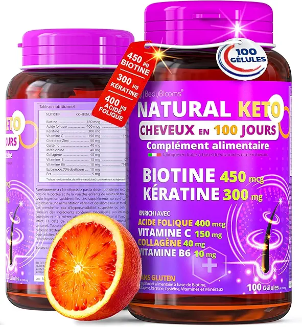 Biotine Cheveux Pousse Rapide - Complément Alimentaire 12 Vitamines pour Chute et Repousse