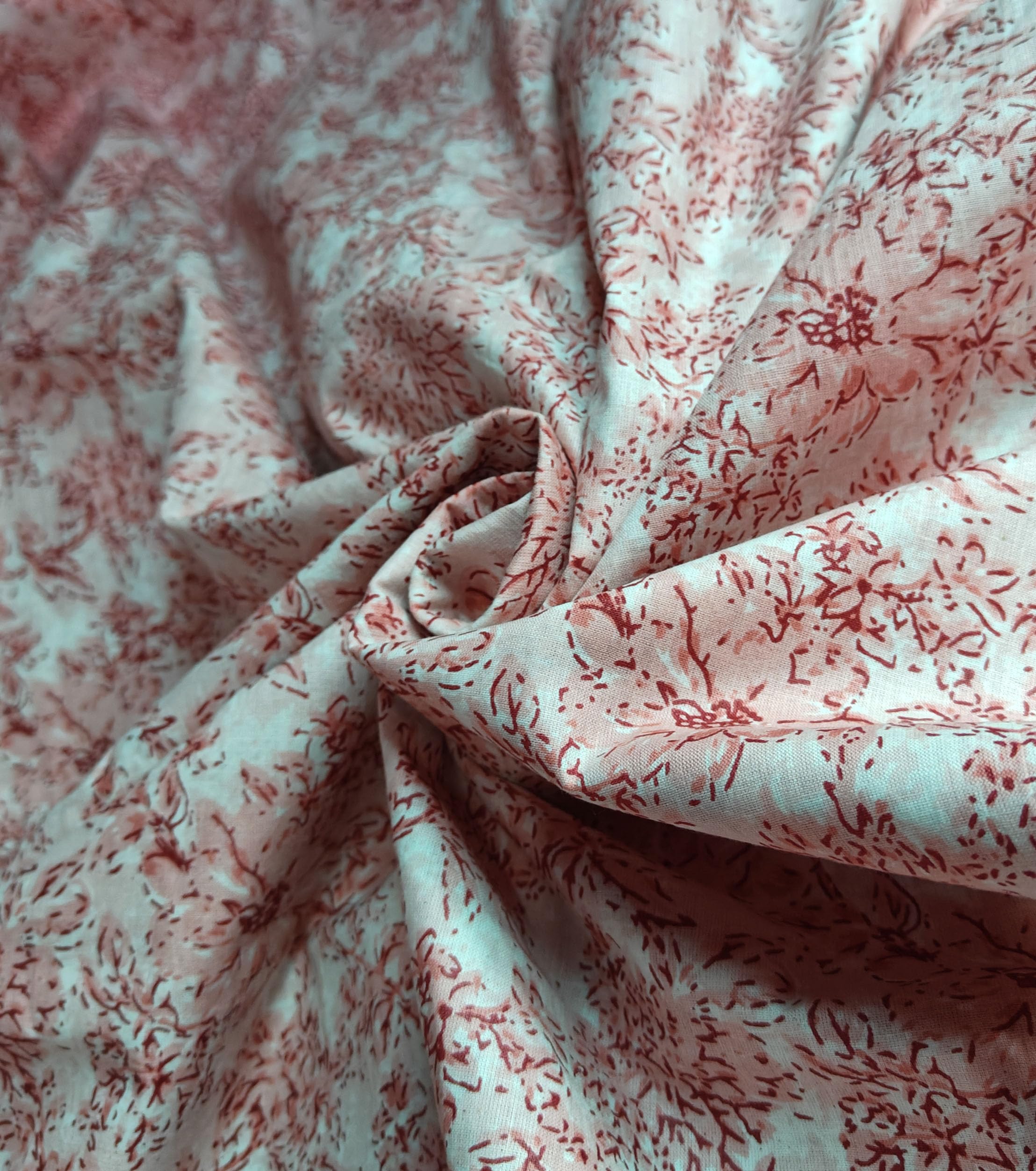 Fashionmart Cotton Fabric Material Sanganeri Printed Hand Print Cotton Fabric Print Women Dress Material Running Jaipuri Women Dress Material Kurtis Natural 43" Inches (5 Meter) 1