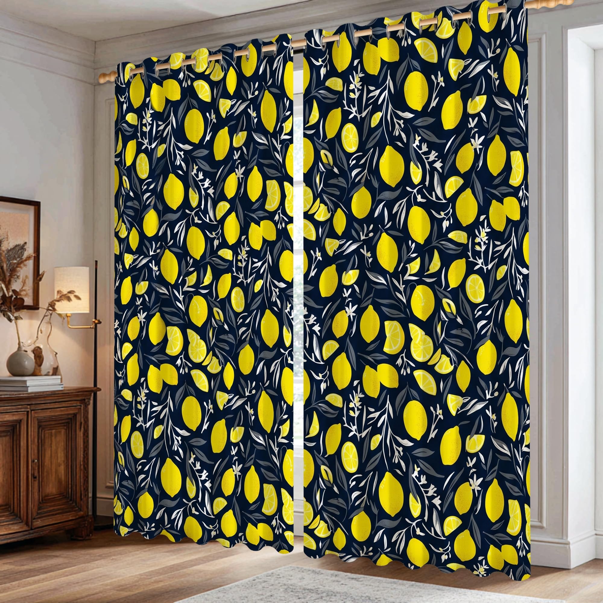Rideaux occultants sans plis jaune 106x183cm rideau tropical salon appartement