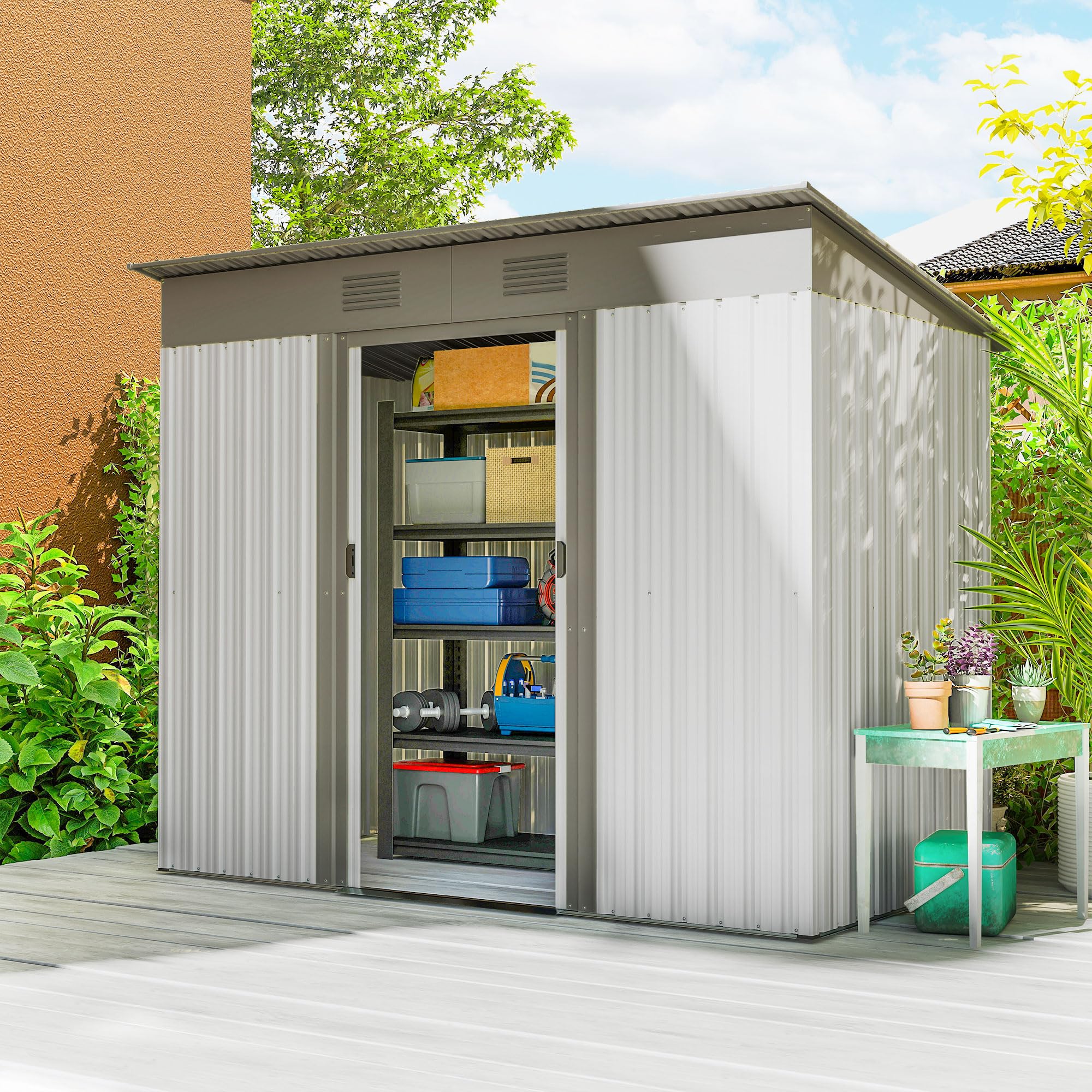 Amazon.com : Outsunny 7' x 4' Metal Lean to Garden Shed