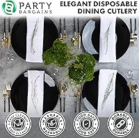 Vista 5 de Party Bargains Disposable Plastic Black Gold Cutlery Set, Infinity Modern Design Utensils, 40 Pack: 16 Forks, 8 Knives, 16 Spoons