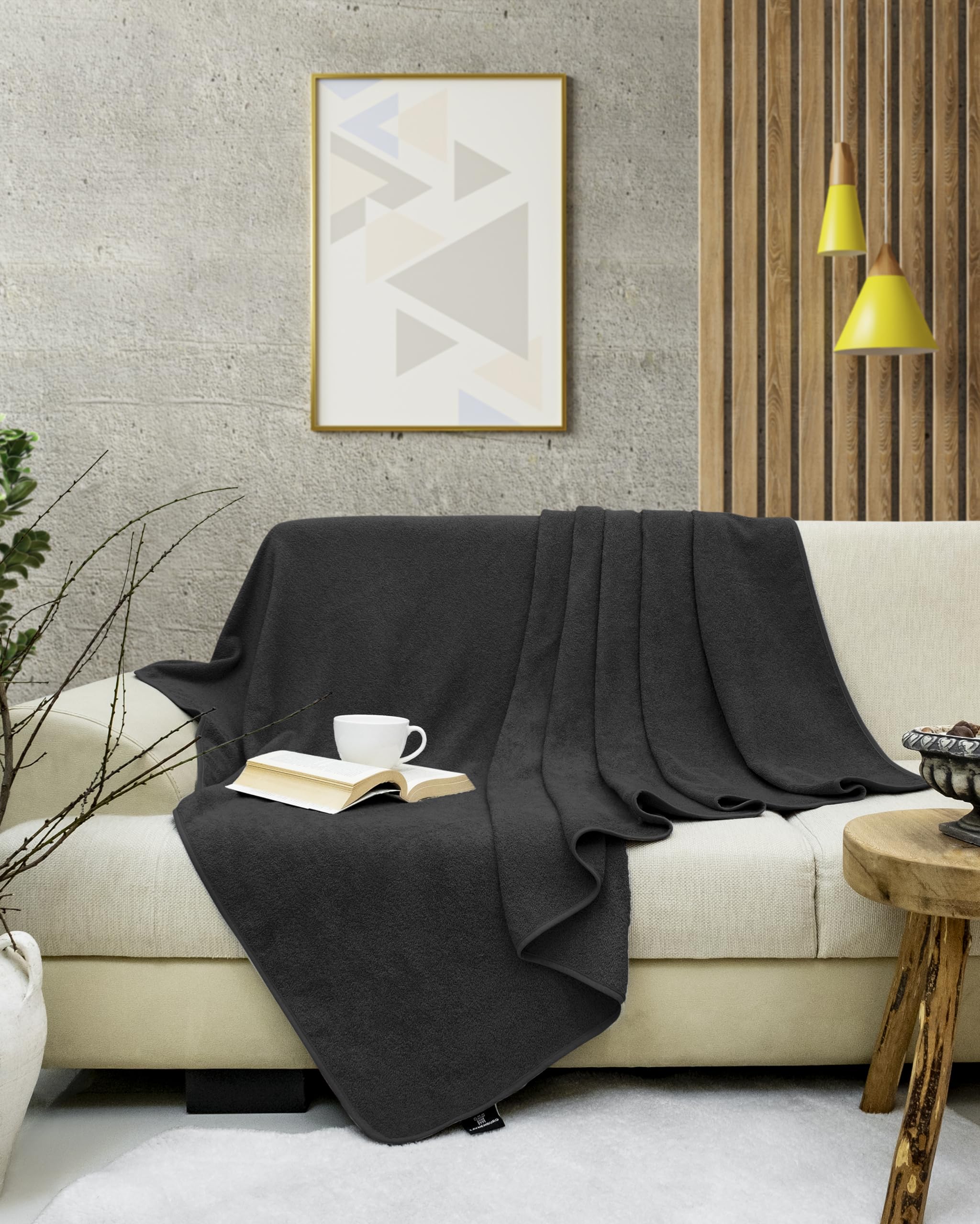 Frottee Decke 150x200 cm 100% Baumwolle Sommerdecke Bettdecke Anthrazit