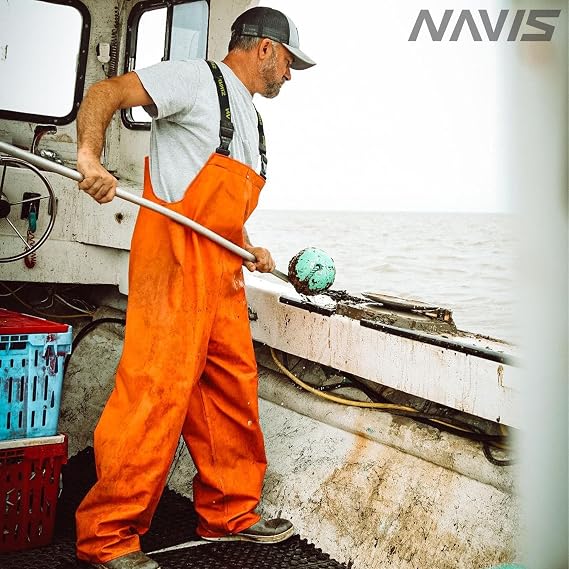 Men's Commercial Fishing PVC Bib Overalls, Waterproof Workwear | 0.70mm Coated Fabric, Reinforced Construction, Saltwater Protection, Adjustable Braces, Wet Work Gear
