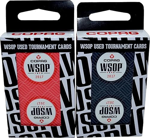 WSOP Juego de 2 mazos auténticos repartidos en 2017 usados Copag Plastic Playing Cards Bridge Standard Index