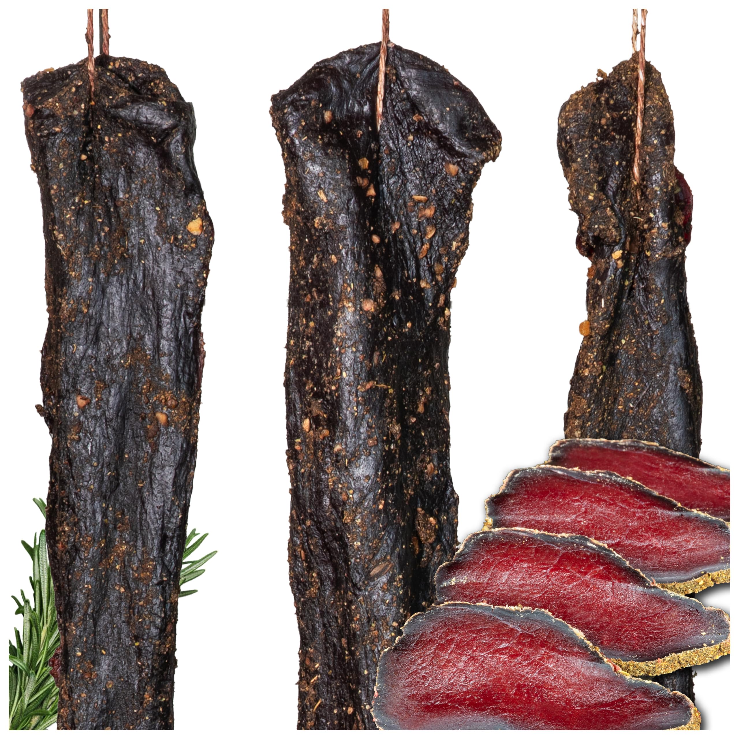 Luftgetrockneter Hirschschinken „Royal Deer“ 2 x 200g geräuchert Premium Wildschinken aus Hirschfleisch Delikatesse Wildfleisch Spezialität würzig vakuumverpackt
