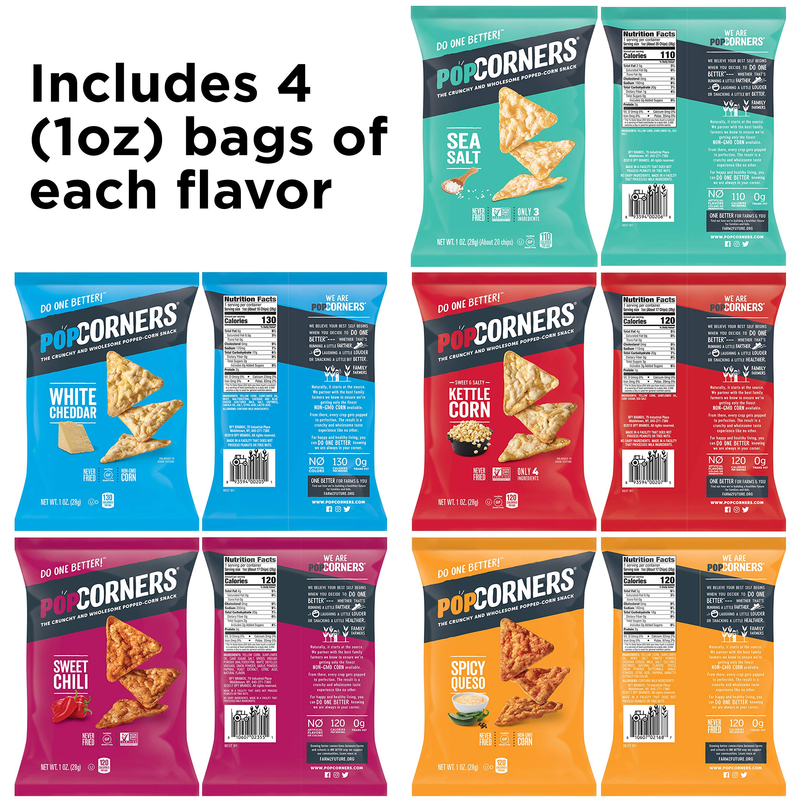 PopCorners Popped Corn Snacks, Sampler Pack Gluten Free