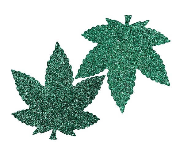 Generic FoxYaye Weed Nipple Pasties - Green Leaf Sexy Raunchy Covers, Explicit Unisex Nippleless, Self Adhesive Breast Cover Cross Soft Lightweight Breathable Fashion Secret