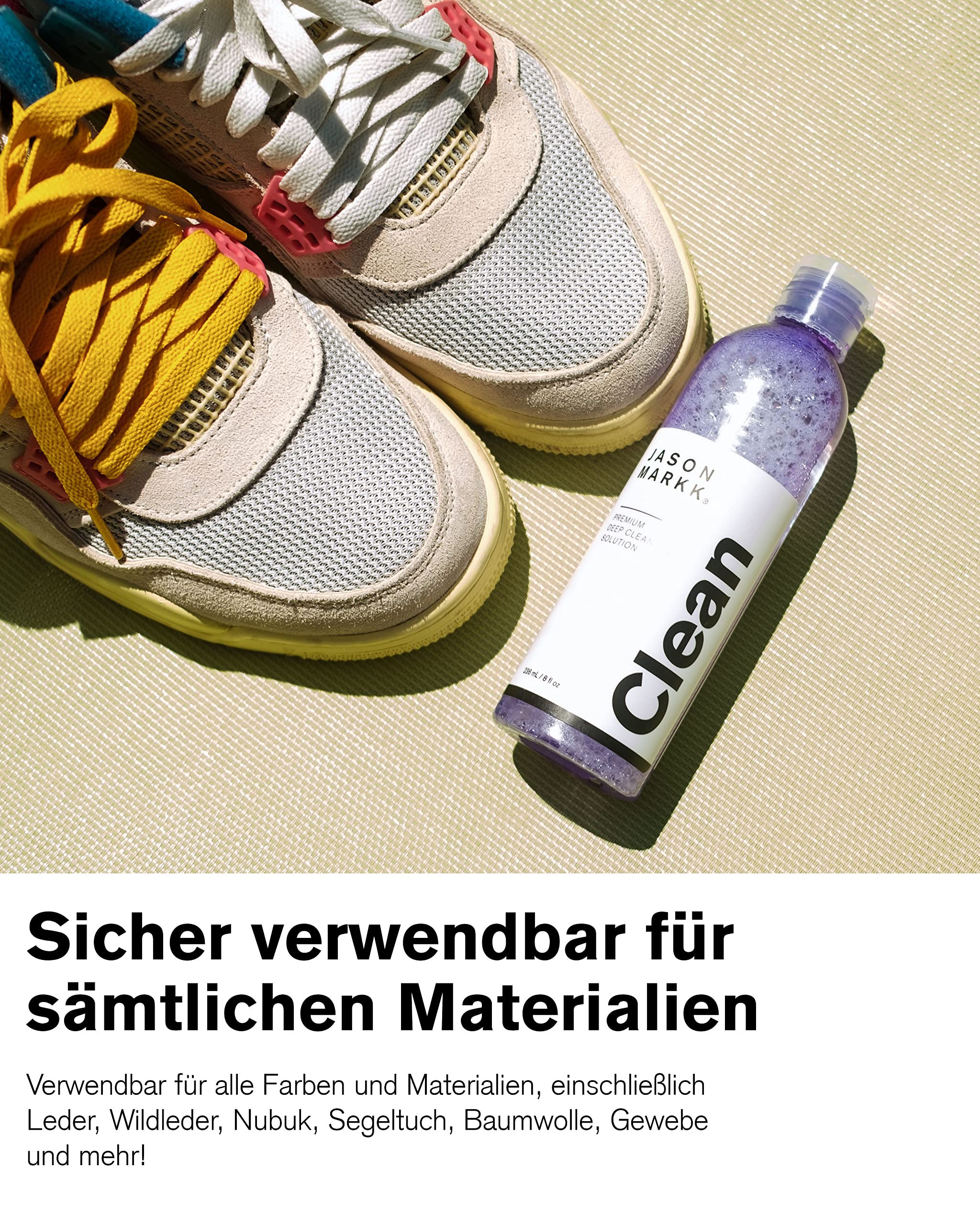 Jason Markk Pulitore per scarpe da 8 oz/236 ml + spazzola premium – pulizia delicata e cura per scarpe da ginnastica, Lilla, Einheitsgröße