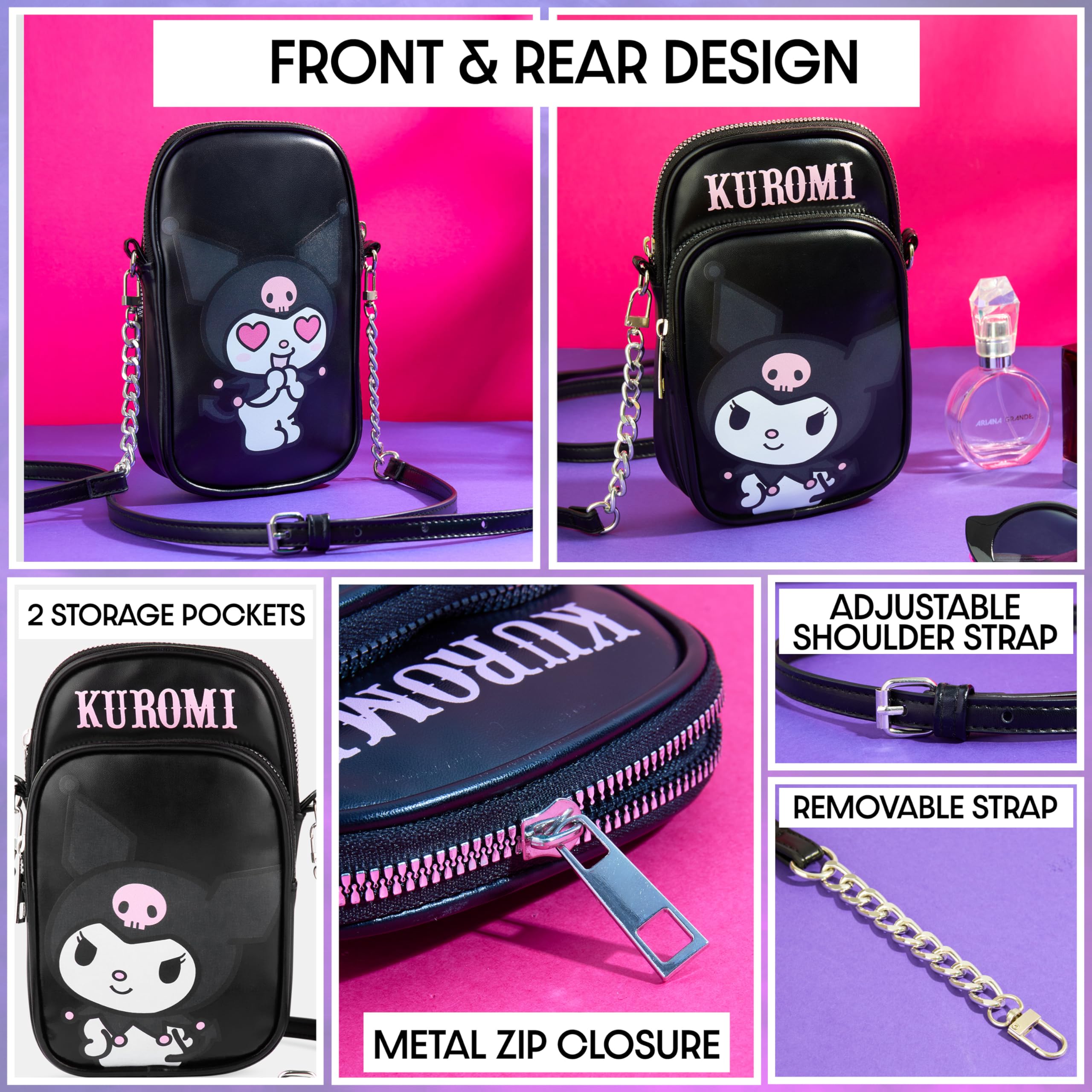 Get Trend Hello Kitty Sanrio Kuromi Torebka na ramię dla dziewczynek, saszetka na telefon, niezbędne akcesoria podróżne Kawaii, prezenty z motywem anime