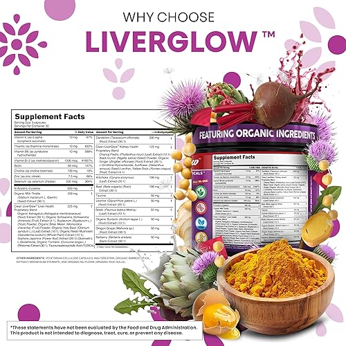 Miniatura 4 de Clean Nutra Liver Glow, Complejo de diente de león NAC de cardo mariano, suplemento de apoyo hepático con TUDCA y alcachofa, 90 cápsulas veganas