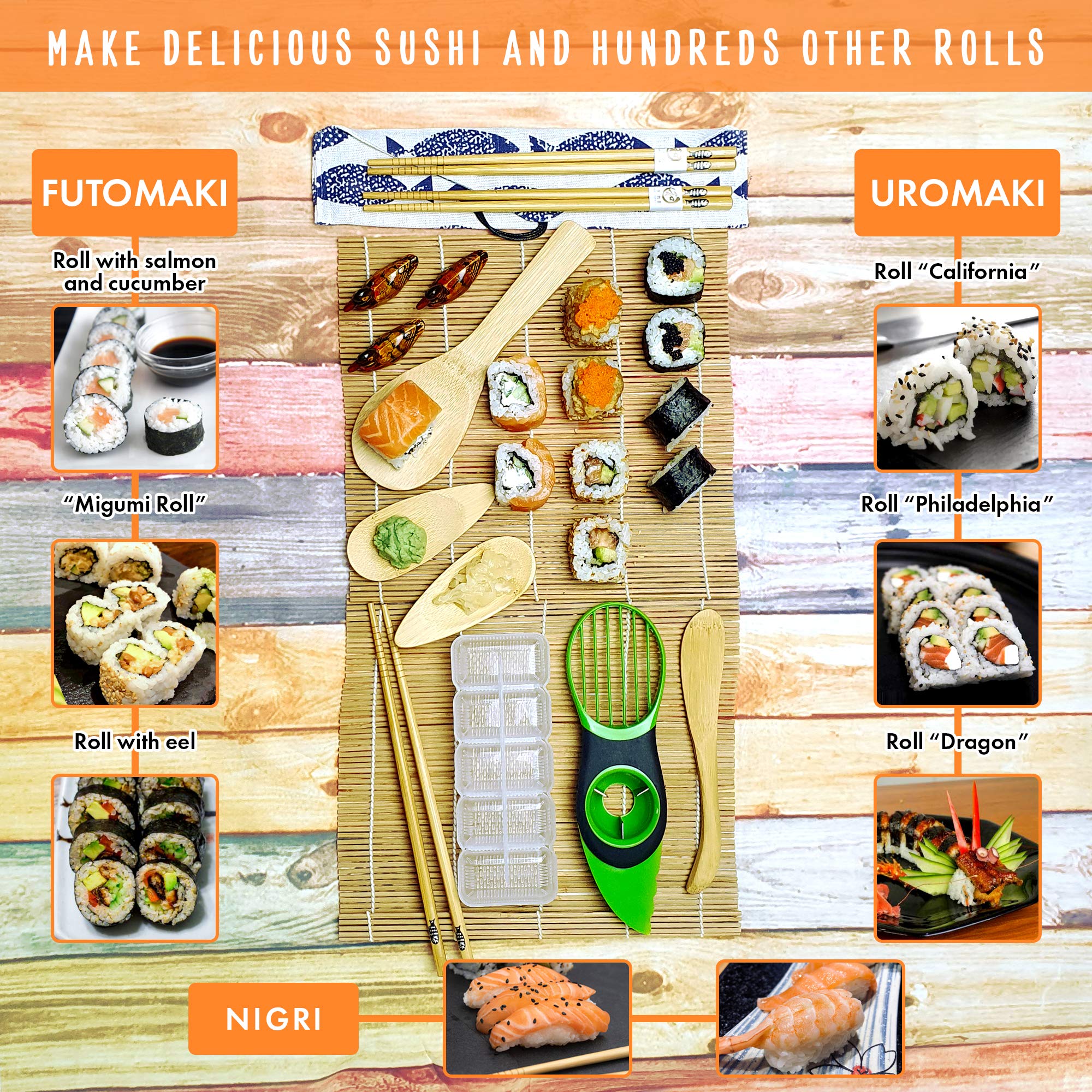 Kit de makis en bambou Krista's Kitchen : un ensemble complet pour vos créations culinaires japonaises.