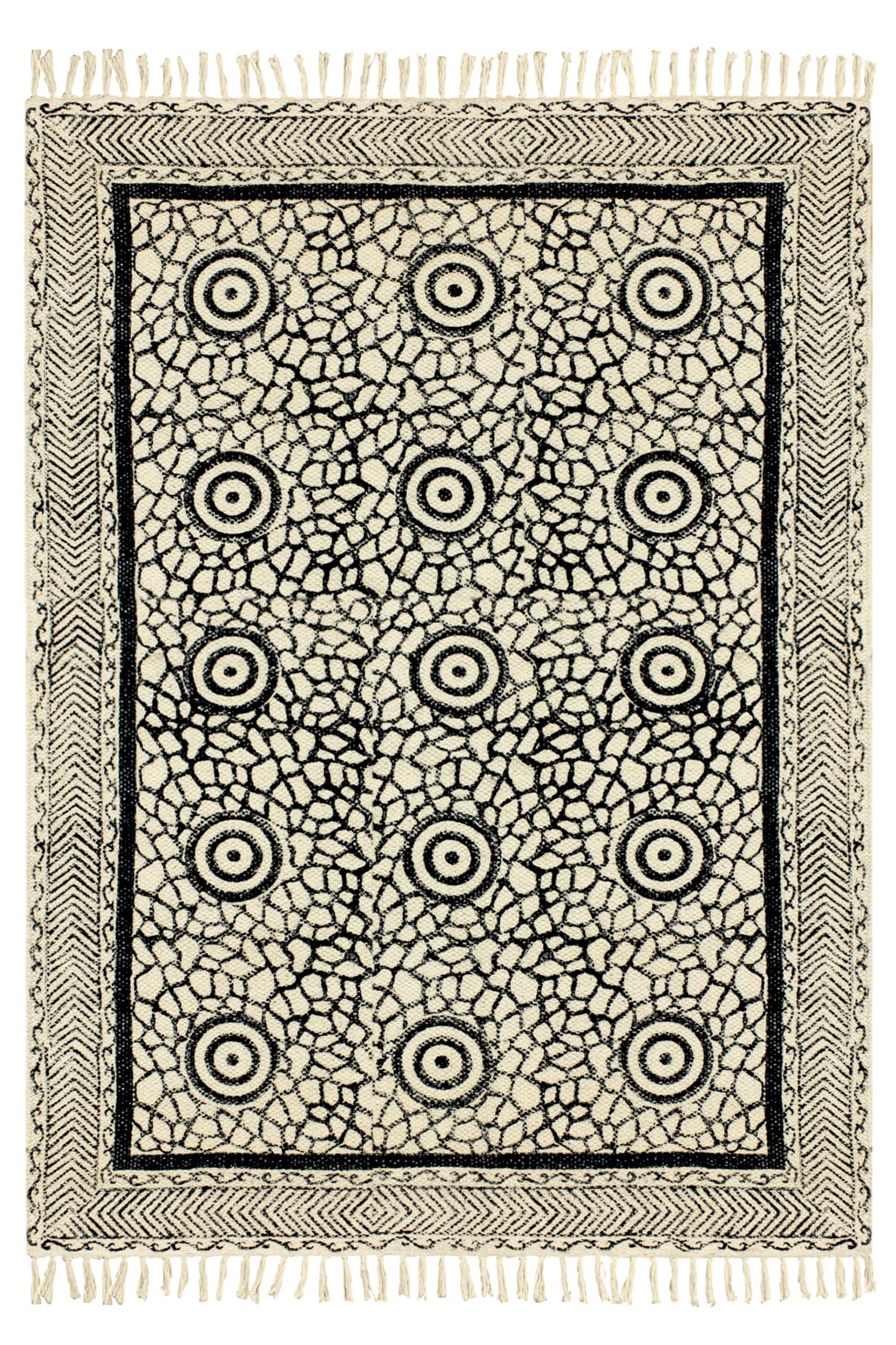 Tapis de salle de bain bohème bleu en coton 80x240 cm
