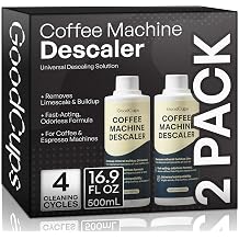 GoodCups Coffee Machine Descaler Solution, 2 Pack 16.9 fl oz Total, Universal Descaling Liquid for Keurig, Nespresso, Breville, Ninja, Espresso & Drip Coffee Makers, 4 Cleaning Cycles