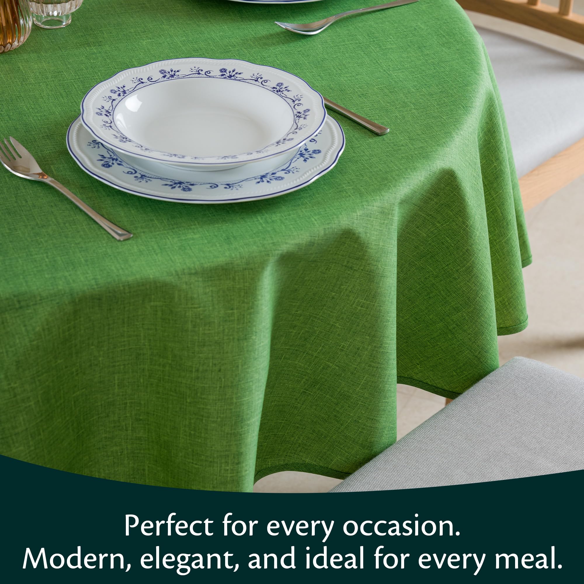 Tovaglia Antimacchia Rotonda Impermeabile 160cm Φ Diametro Verde Made in Italy Tovaglie Copri Tavolo da Interno Elegante per Occasioni Natale da Tavola Giardino Esterno Poliestere Idrorepellente