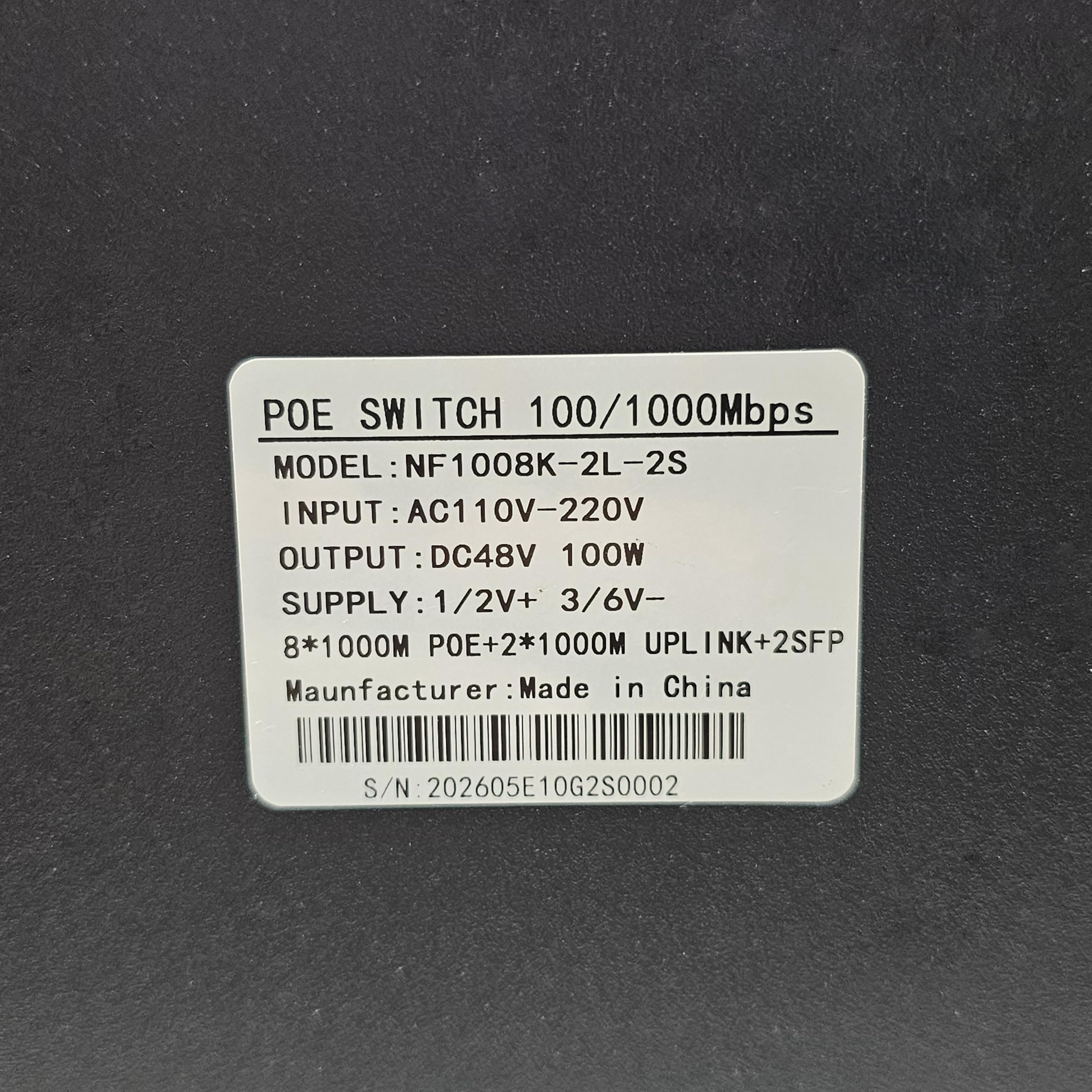 GSS Ultra Switch PoE 8 Puertos Gigabit + 2 Uplink LAN + 2 SFP fibra óptica, conmutador de red no gestionado 120 W, IEEE 802.3af/at, Plug & Play, para cámaras 4K videovigilancia y NVR