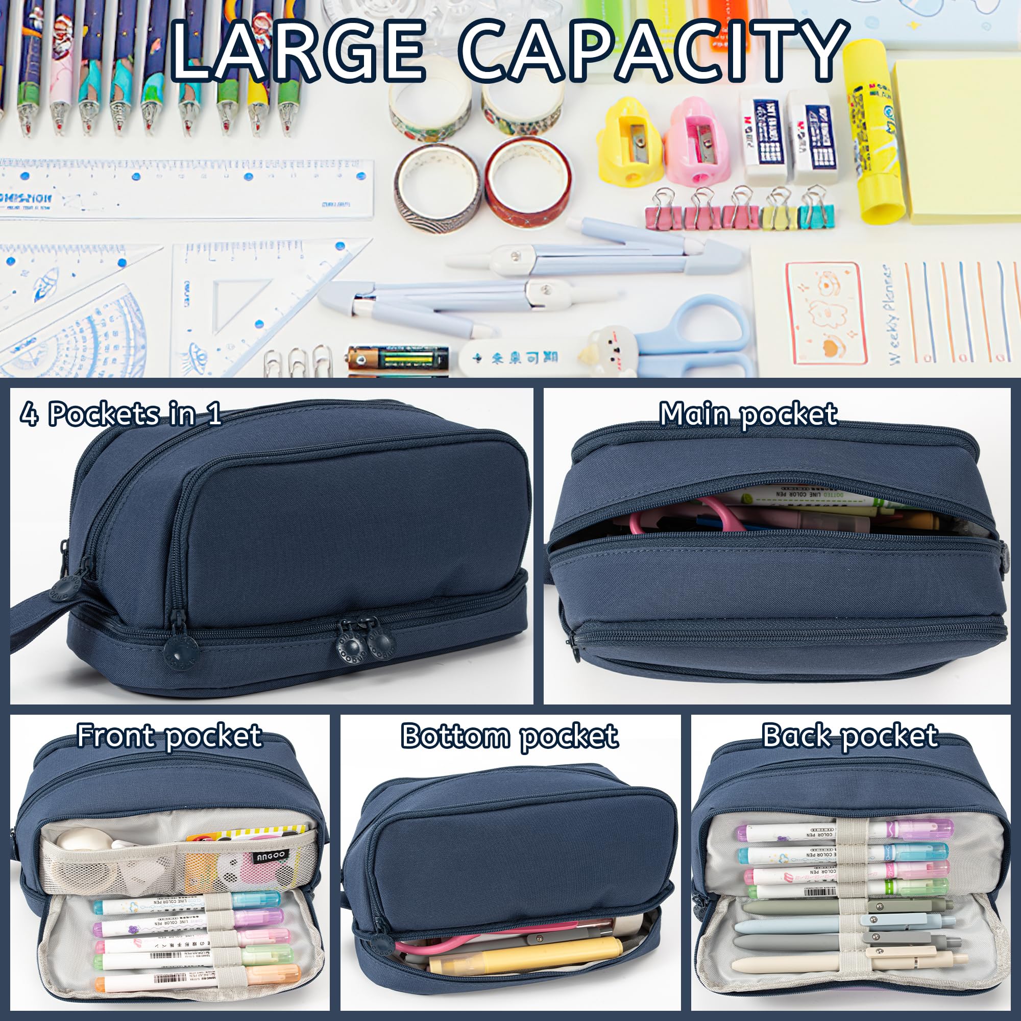 Kunoli Special Pencil Case, Large Capacity Angoo Pencil Case with Compartments - Image 2