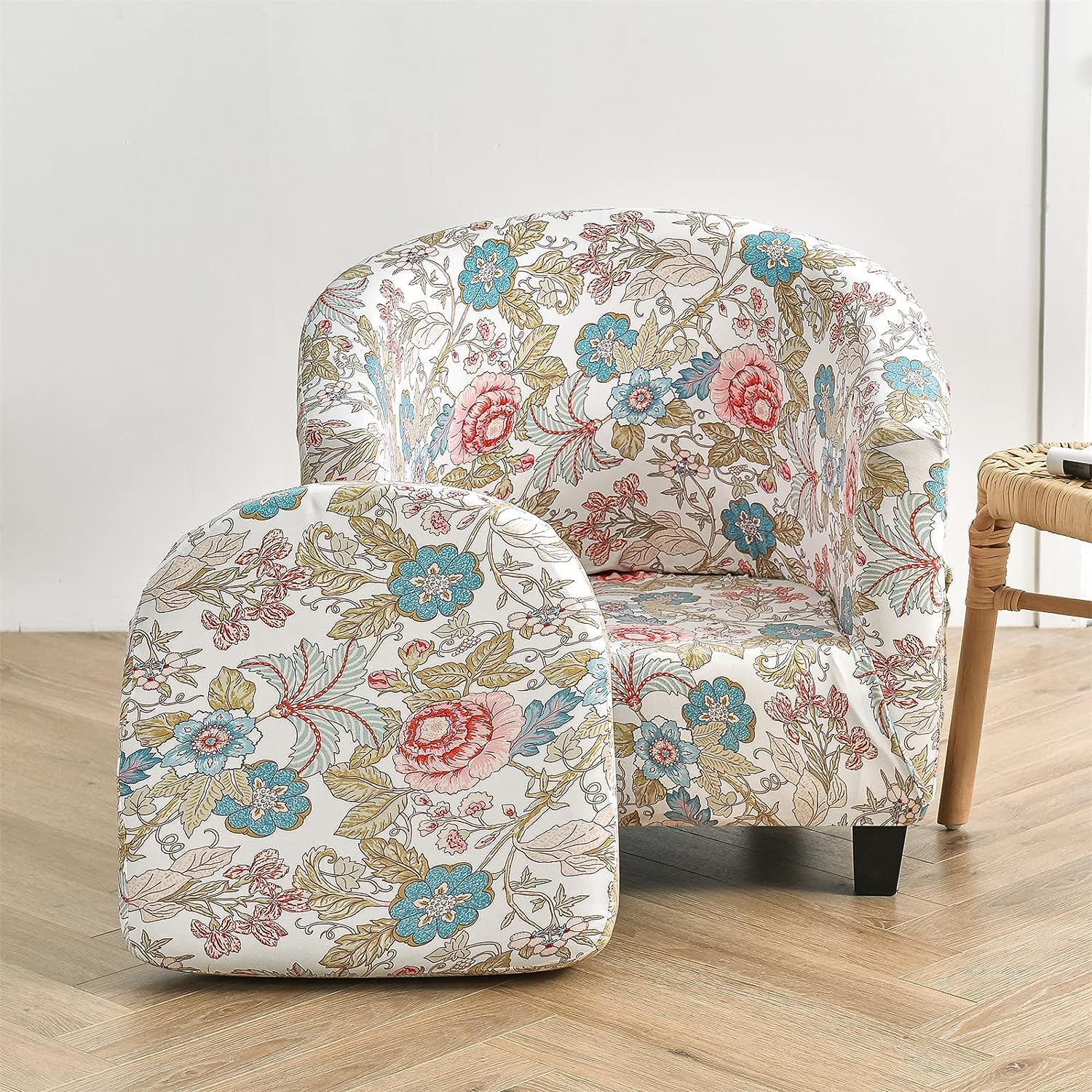 ハイストレッチクラブチェアスリップカバー ボヘミアンスタイルプリントバレルチェアソファカバー アームチェア用スリップカバー 取り外し