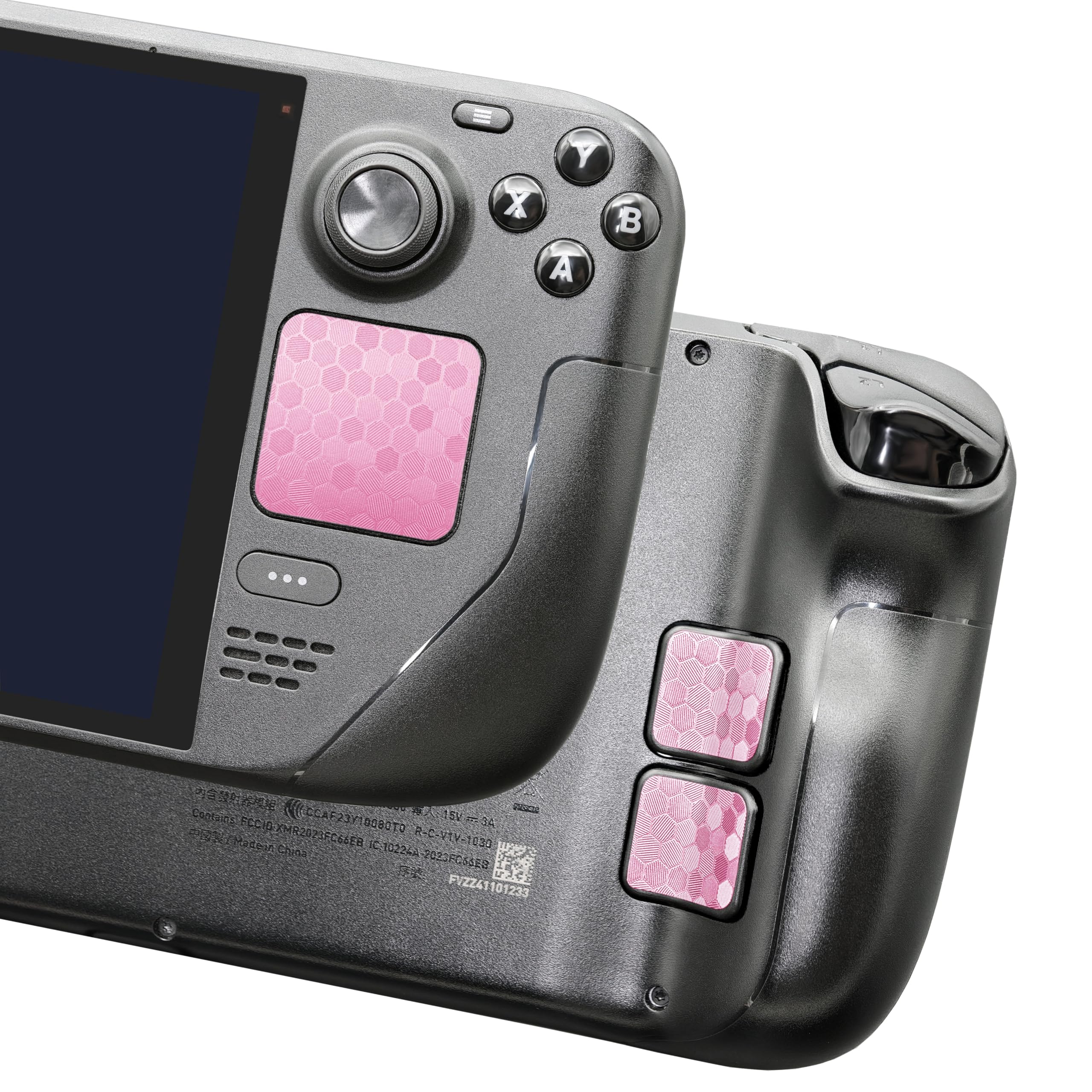 Protección táctil Etiquetas Steam Deck, almohadilla táctil y botón trasero para proteger la Pegatinas de textura de la piel de la steamdeck Touchpad Luck&Link (Touchpad+4 teclas, Panal de abejas-Rosa)