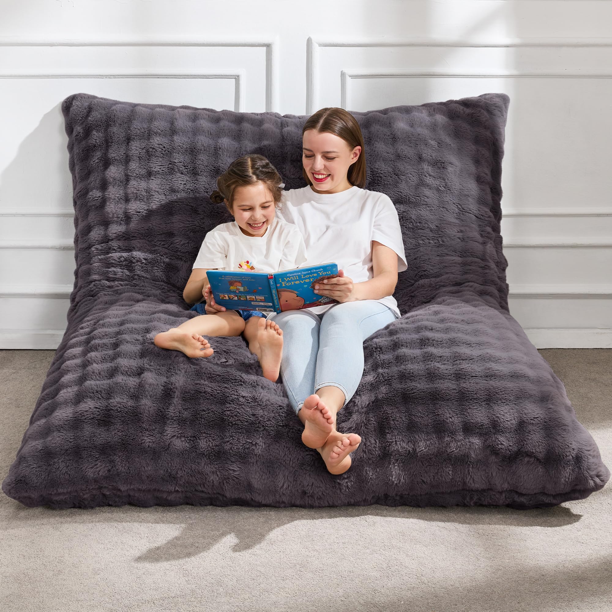 Photo 1 of *** USED/MINOR DAMAGE – DIRTY FROM TRANSPORT***Ashley Sleep Gruve 14 Inch Plush Memory Foam Queen Mattress 3 in 1 Bean Bag Chair Giant Bean Bag Chairs for Adults with Bubble Cover Convertible Bean Bag Floor Cushion with Machine Washable Cover for Living R