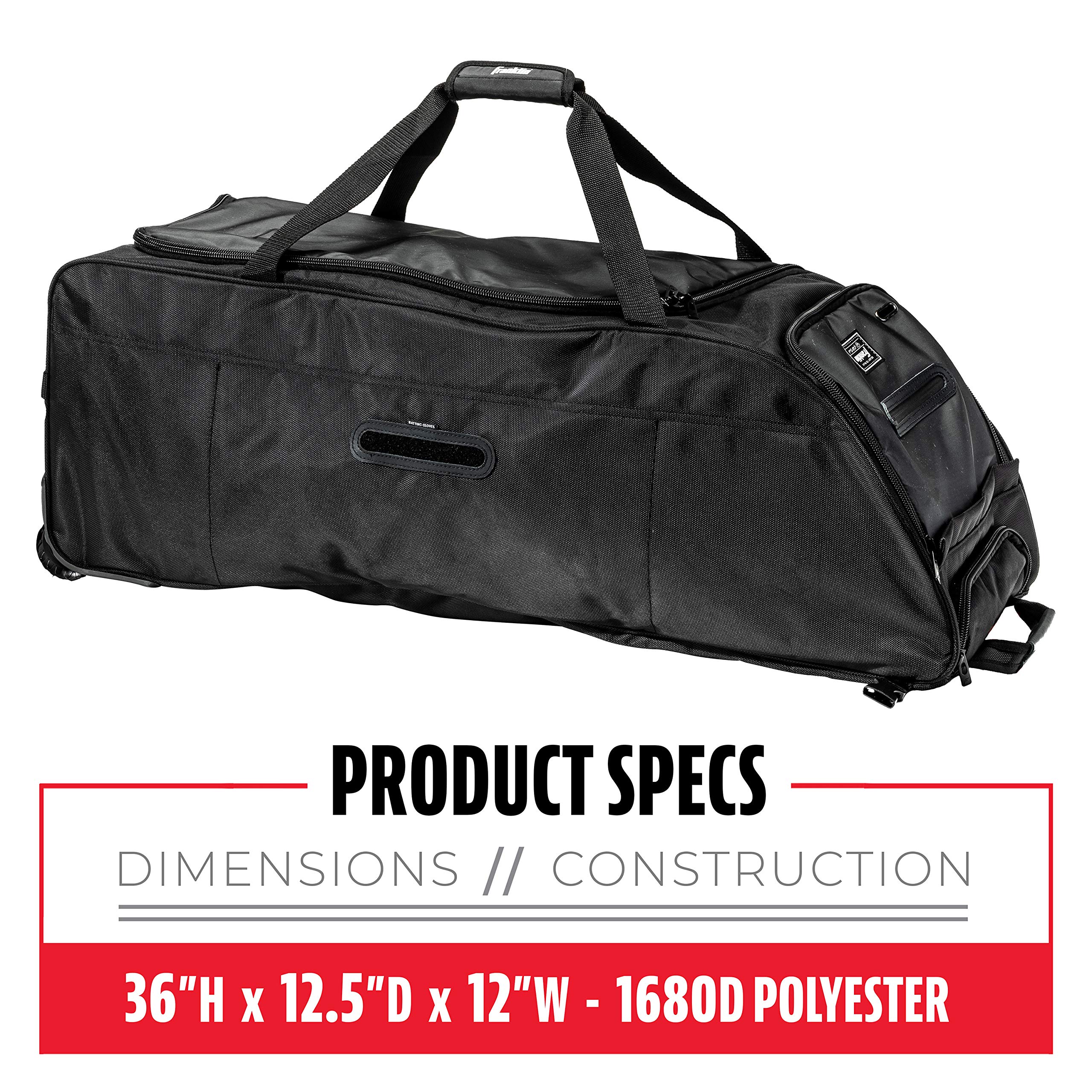 Franklin Sports Traveler Roller - Bolsa para Equipo de béisbol y sóftbol, Color Negro, poliéster 1680D, Resistente al Agua, Color Negro, Black, L, Durabilidad: