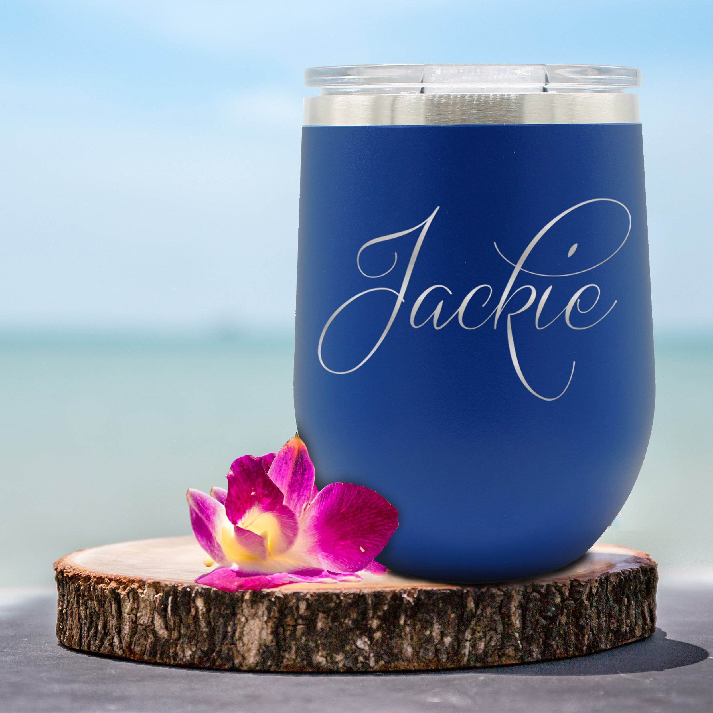 Personalized Wine Tumbler 12oz - Custom Stainless Steel Insulated Cup With Lid