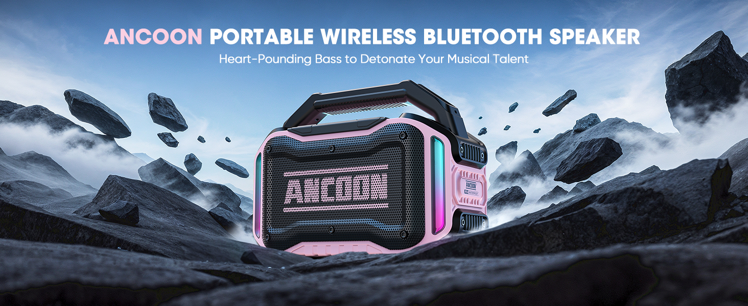 Altavoces Bluetooth Inalámbricos ANCOON: Altavoz Potente De 80 W (pico) Con Graves, Tiempo De Reproducción De 20 Horas, Impermeable IPX6, Altavoces Grandes Para Trabajo, Exterior, Taller, Garaje